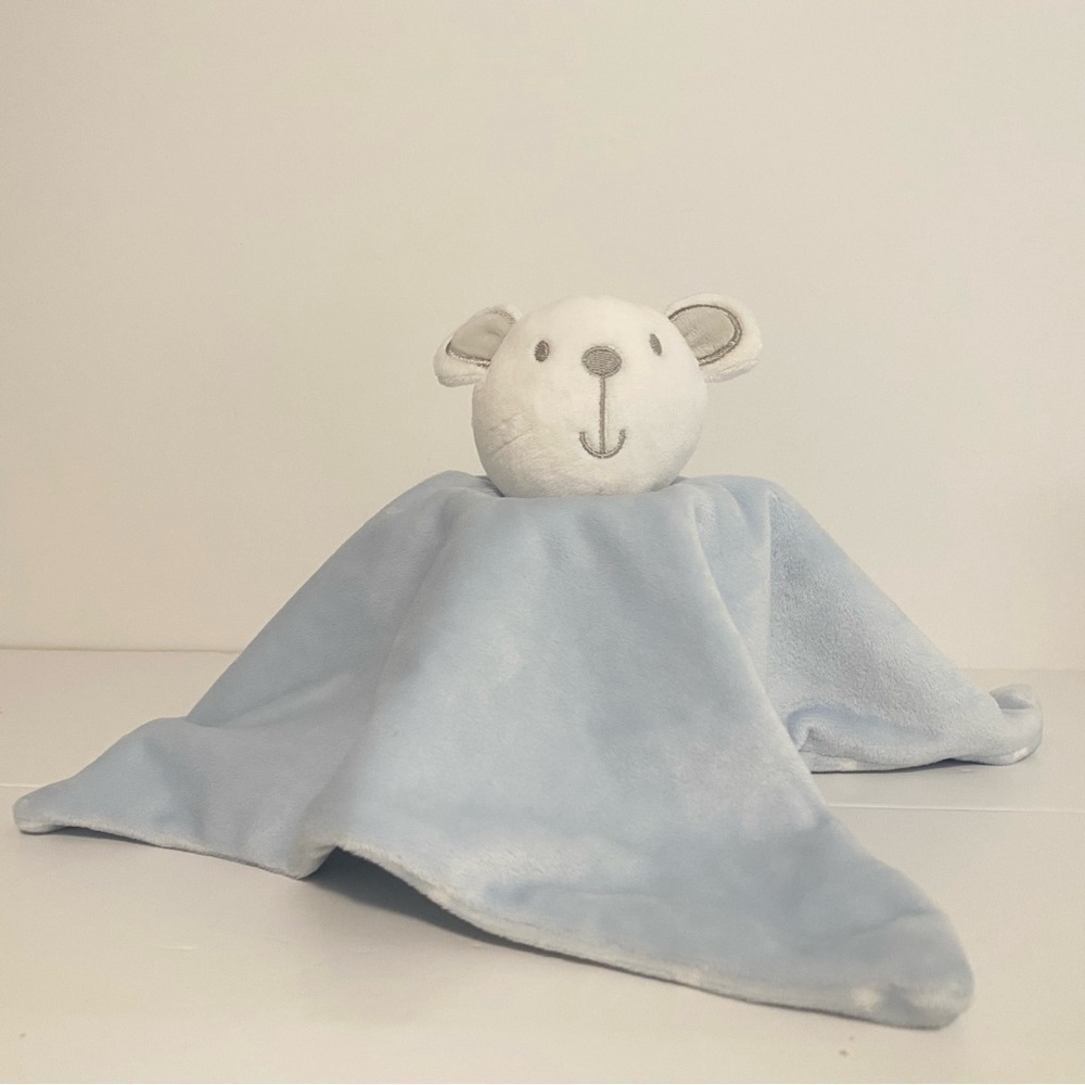 Primark Bear Lovey White Blue Stars Baby Comforter Soft Toy Blankie Plush Boy